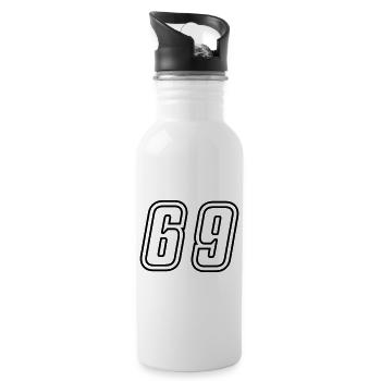 69 Zahl nummer - Trinkflasche mit integriertem Trinkhalm - Weiß - Rechts