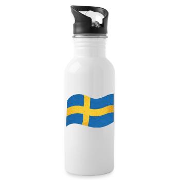 Die Flagge von Schweden Sverige - Trinkflasche mit integriertem Trinkhalm - Weiß - Rechts