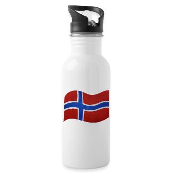 Flag of Norway - Water bottle with straw - white - Right