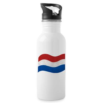 Flag of Netherlands - Water bottle with straw - white - Right