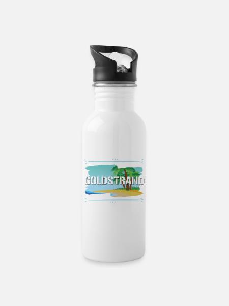 Goldstrand - Trinkflasche mit integriertem Trinkhalm - Weiß