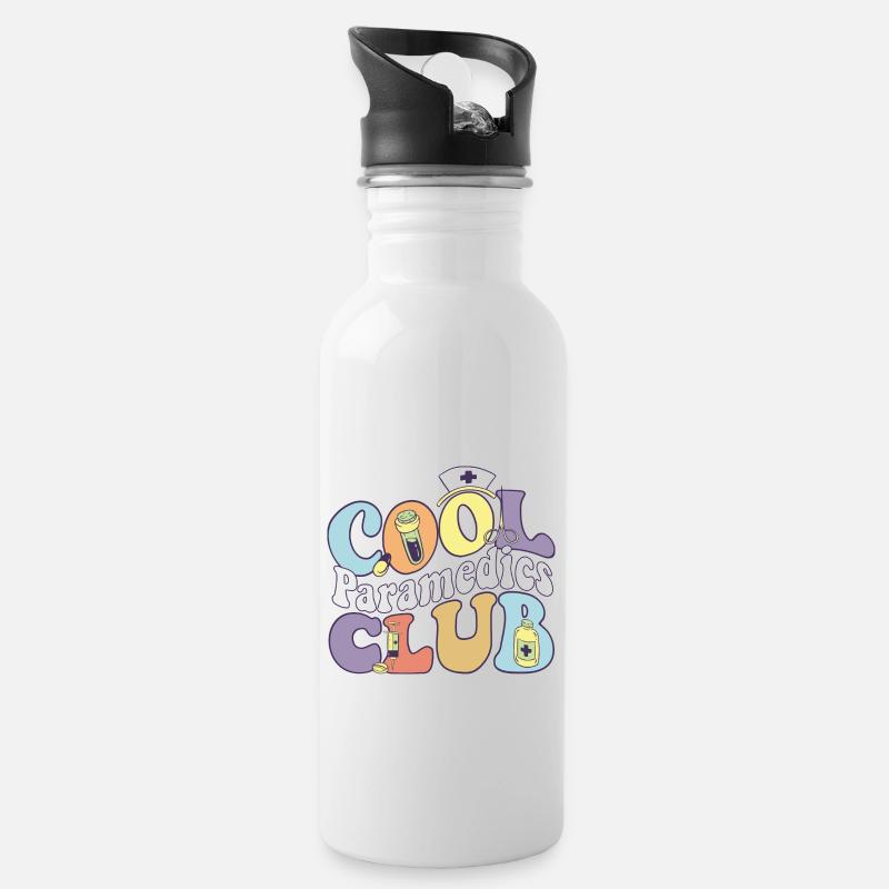 Cool Paramedics Club EMT Squad Medical Assistant - Trinkflasche mit integriertem Trinkhalm - Weiß