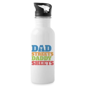 Dad In The Streets Dad In The Sheets Funny - Trinkflasche mit integriertem Trinkhalm - Weiß - Rechts
