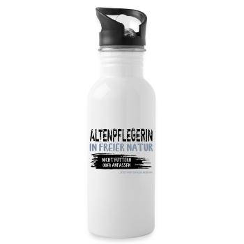 Altenpflegerin in freier Natur. Altenpflege. - Trinkflasche mit integriertem Trinkhalm - Weiß - Rechts