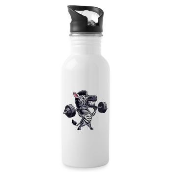 Zebra Dumbbell Fitness Weight Lifting - Water bottle with straw - white - Right