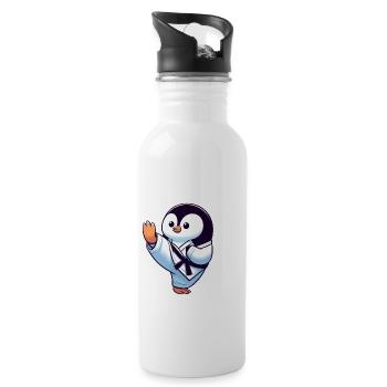 Drôle de pingouin Karaté Arts martiaux Arts martiaux - Gourde avec paille intégrée - blanc - Droite