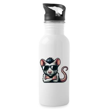 Cool Rat Mouse Sunglasses 50s 60s - Water bottle with straw - white - Right