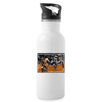 Mofa Liebe mit Feuer und Flammen. - Trinkflasche mit integriertem Trinkhalm - Weiß - Rechts