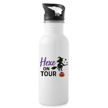 Hexe auf Tour Halloween Design - Trinkflasche mit integriertem Trinkhalm - Weiß - Rechts