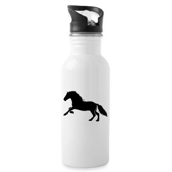 Pferd Horse icon - Trinkflasche mit integriertem Trinkhalm - Weiß - Rechts