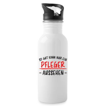Pfleger Lustiger Spruch Altenpfleger Job Geschenk - Trinkflasche mit integriertem Trinkhalm - Weiß - Rechts