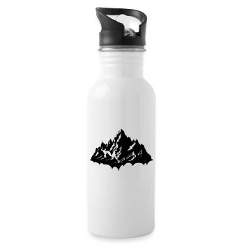 Mountains Nature Silhouette - Water bottle with straw - white - Right