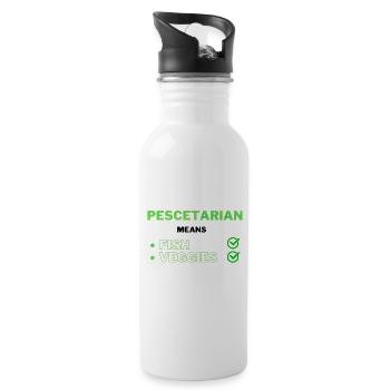 Pescetarian means Fish and Veggies Meaning - Water bottle with straw - white - Right
