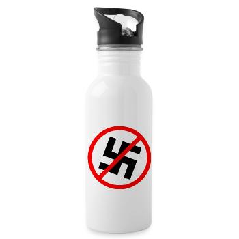 Contre le symbole de la croix gammée nazie - Gourde avec paille intégrée - blanc - Droite