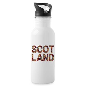 Schottland Tartan Schriftzug Dudelsack Highlands - Trinkflasche mit integriertem Trinkhalm - Weiß - Rechts
