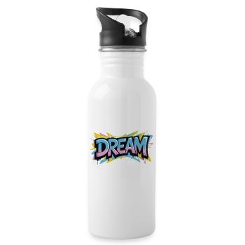 DREAM Graffiti Design voller Farbe und Motivation - Trinkflasche mit integriertem Trinkhalm - Weiß - Rechts