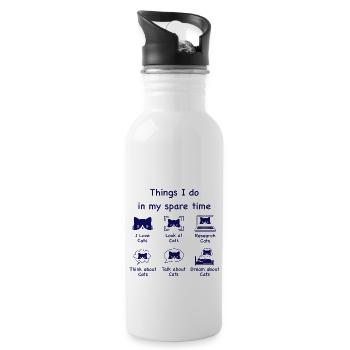 Cats, cats, cats (blue) - Water bottle with straw - white - Right