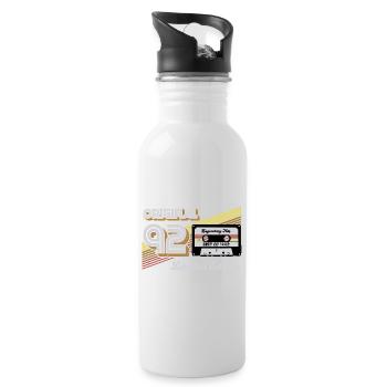 1992 Jahrgang 30 Geburtstag Retro Vintage Geschenk - Trinkflasche mit integriertem Trinkhalm - Weiß - Rechts