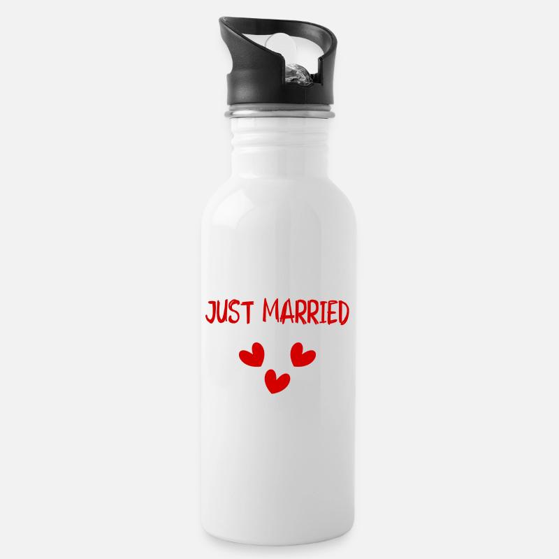 JUST MARRIED. VIVE LES MARIES. EVJF - Gourde avec paille intégrée - blanc