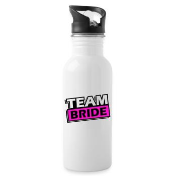 Team Bride Wedding Saying - Water bottle with straw - white - Right