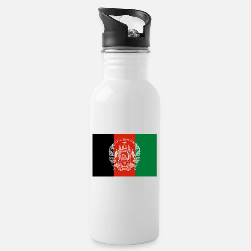 Afghanistan - Trinkflasche mit integriertem Trinkhalm - Weiß