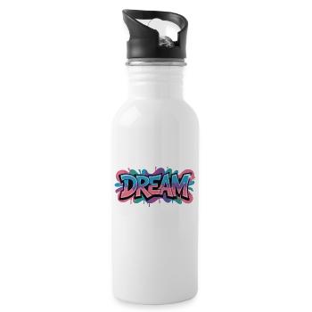 DREAM Graffiti Design voller Farbe und Motivation - Trinkflasche mit integriertem Trinkhalm - Weiß - Rechts