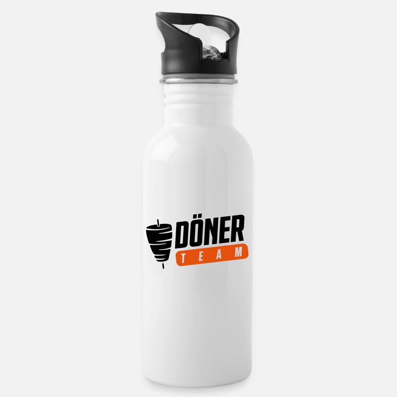 Döner Team - Trinkflasche mit integriertem Trinkhalm - Weiß