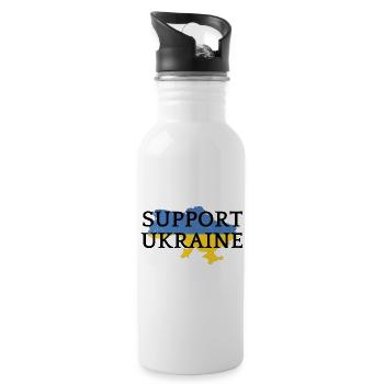 Ukraine - Trinkflasche mit integriertem Trinkhalm - Weiß - Rechts