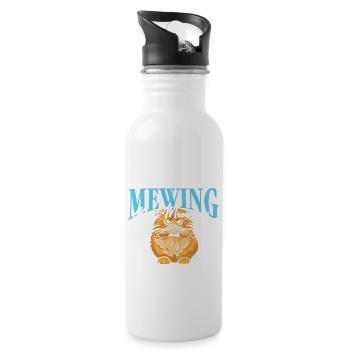 Miauler Pas Miauler Drôle Chat Meme Mâchoire - Gourde avec paille intégrée - blanc - Droite