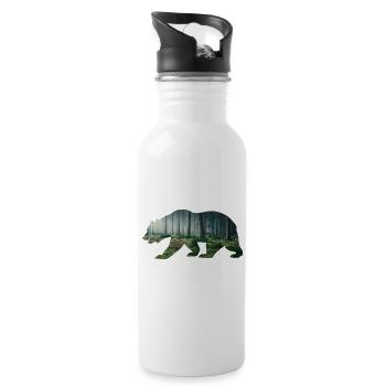 Bär Grizzlybären Teddybär Wald Mondschein - Trinkflasche mit integriertem Trinkhalm - Weiß - Rechts
