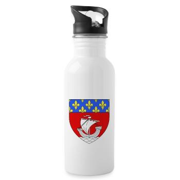 Blason paris 75 - Gourde avec paille intégrée - blanc - Droite