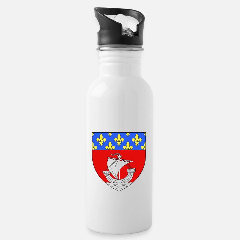 Blason paris 75 - Gourde avec paille intégrée - blanc