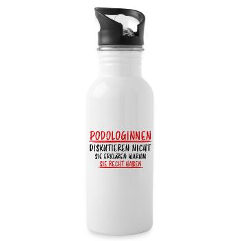Podologin Lustige Spruch Fuß Nagelstudio Geschenk - Trinkflasche mit integriertem Trinkhalm - Weiß - Rechts