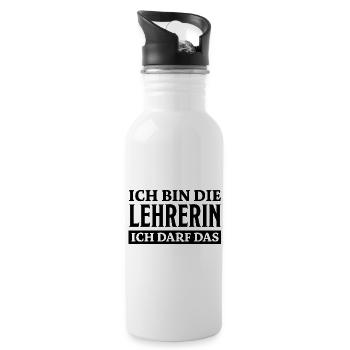 Lehrerin Spruch Lehrer Lustiges Lehrerin Geschenk - Trinkflasche mit integriertem Trinkhalm - Weiß - Rechts