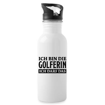 Golferin Minigolf Golf Spruch Golferin Geschenk - Trinkflasche mit integriertem Trinkhalm - Weiß - Rechts