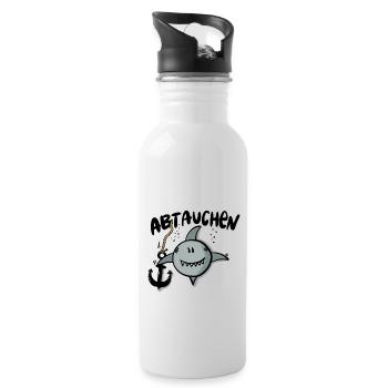 Haifisch Abtauchen - Trinkflasche mit integriertem Trinkhalm - Weiß - Rechts