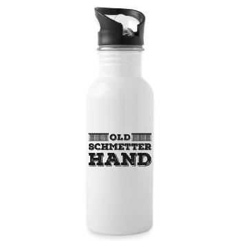Tischtennisspieler Old Schmetterhand Spruch - Trinkflasche mit integriertem Trinkhalm - Weiß - Rechts