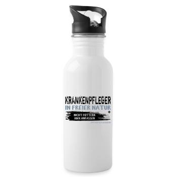 Krankenpfleger in freier Natur. Krankenpflege. - Trinkflasche mit integriertem Trinkhalm - Weiß - Rechts