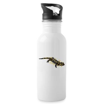 Feuersalamander Salamander - Trinkflasche mit integriertem Trinkhalm - Weiß - Rechts