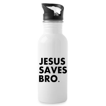 Jesus saves bro - Trinkflasche mit integriertem Trinkhalm - Weiß - Rechts
