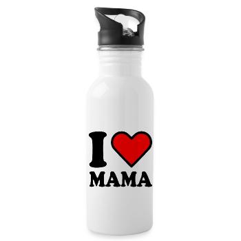 I love mama - Trinkflasche mit integriertem Trinkhalm - Weiß - Rechts