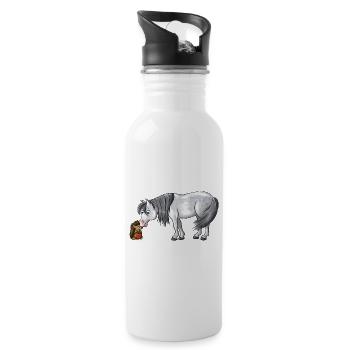 Pony and hedgehog horses friends beastly cute - Water bottle with straw - white - Right