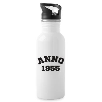 Anno 1955 Geburtstag Geburtsjahr - Trinkflasche mit integriertem Trinkhalm - Weiß - Rechts