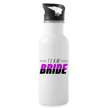 Team Bride Wedding Quote - Water bottle with straw - white - Right