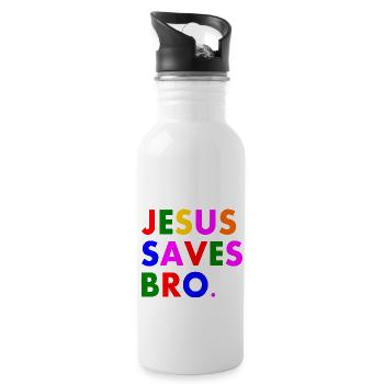 Jesus saves bro - Trinkflasche mit integriertem Trinkhalm - Weiß - Rechts