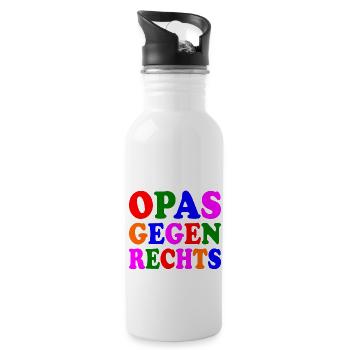 Opas gegen rechts - Trinkflasche mit integriertem Trinkhalm - Weiß - Rechts