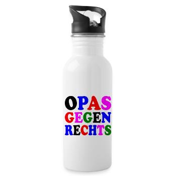 Opas gegen rechts - Trinkflasche mit integriertem Trinkhalm - Weiß - Rechts