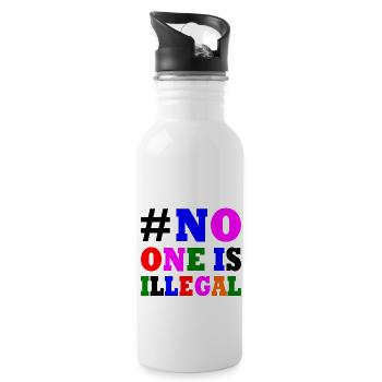 No one is illegal - Gourde avec paille intégrée - blanc - Droite