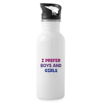 I Prefer Boys and Girls Bisexual LGBTQ Bi Pride - Water bottle with straw - white - Right