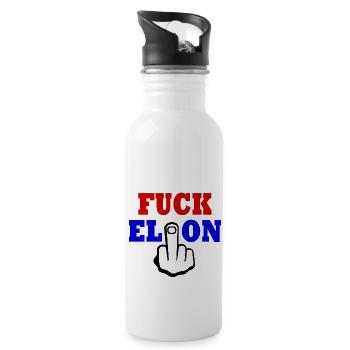 Fuck elon - Water bottle with straw - white - Right
